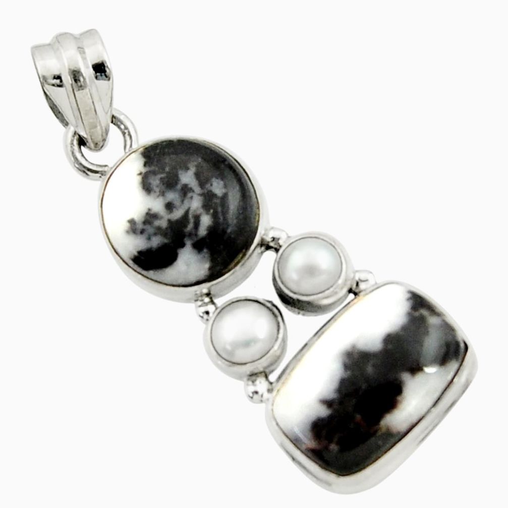  black zebra jasper pearl 925 sterling silver pendant d45152