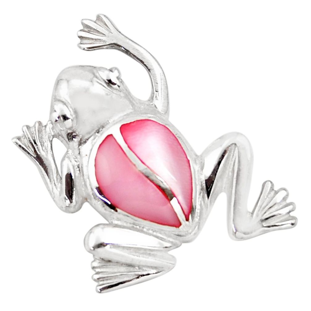 4.69gms natural blister pearl enamel 925 sterling silver frog pendant c26351