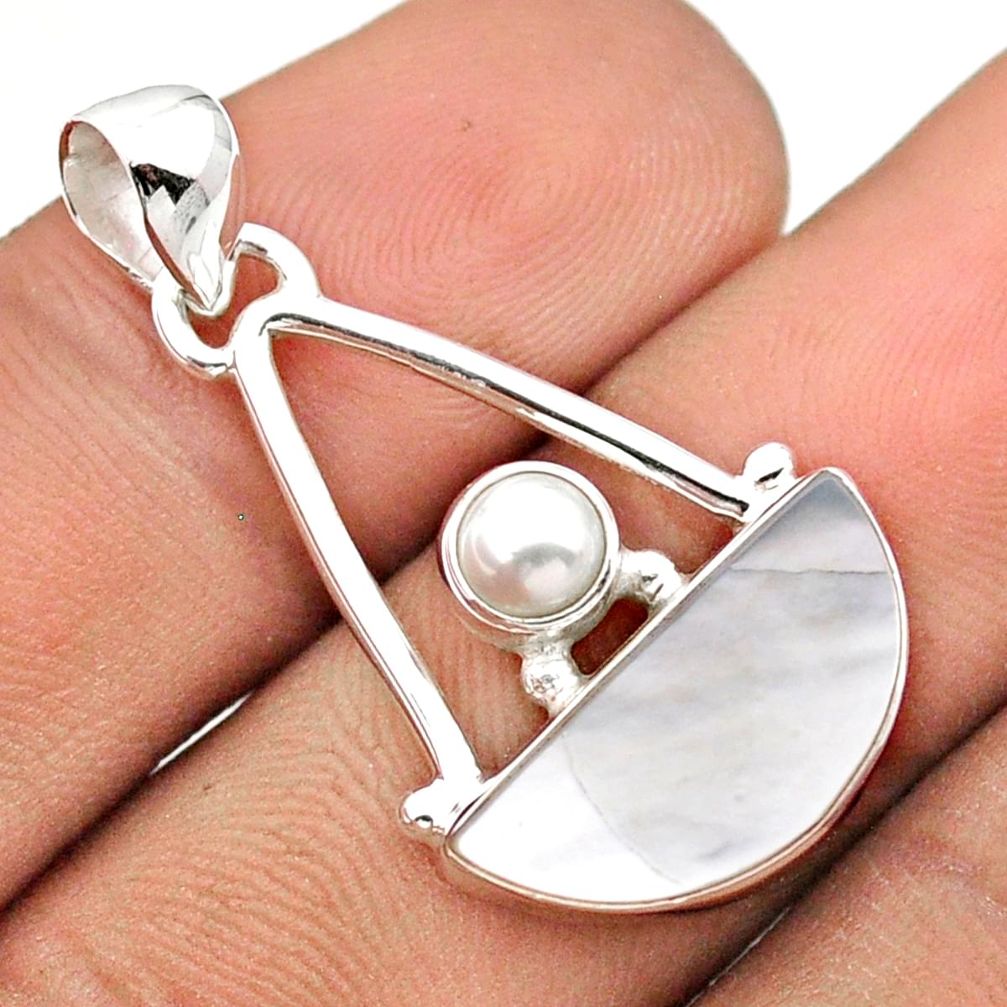 6.88cts natural blister pearl pearl 925 sterling silver geometric pendant jewelry u14068