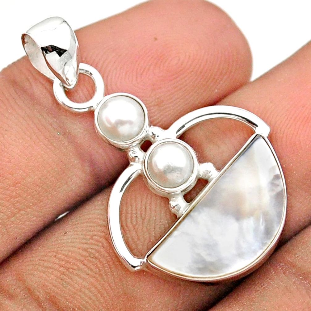 6.03cts natural blister pearl pearl 925 sterling silver geometric pendant jewelry u14097