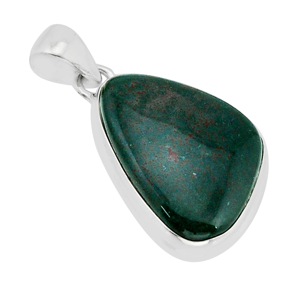16.03cts natural bloodstone african (heliotrope) fancy 925 silver pendant y67312