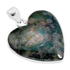 17.98cts natural bloodstone african (heliotrope) heart 925 silver pendant y77508
