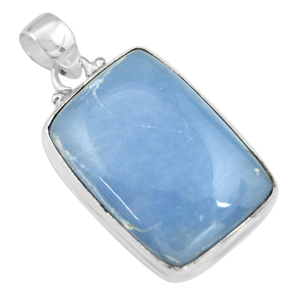 27.08cts natural blue angelite 925 sterling silver pendant jewelry r19627