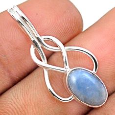 2.48cts natural blue angelite oval 925 sterling silver geometric pendant jewelry u13968