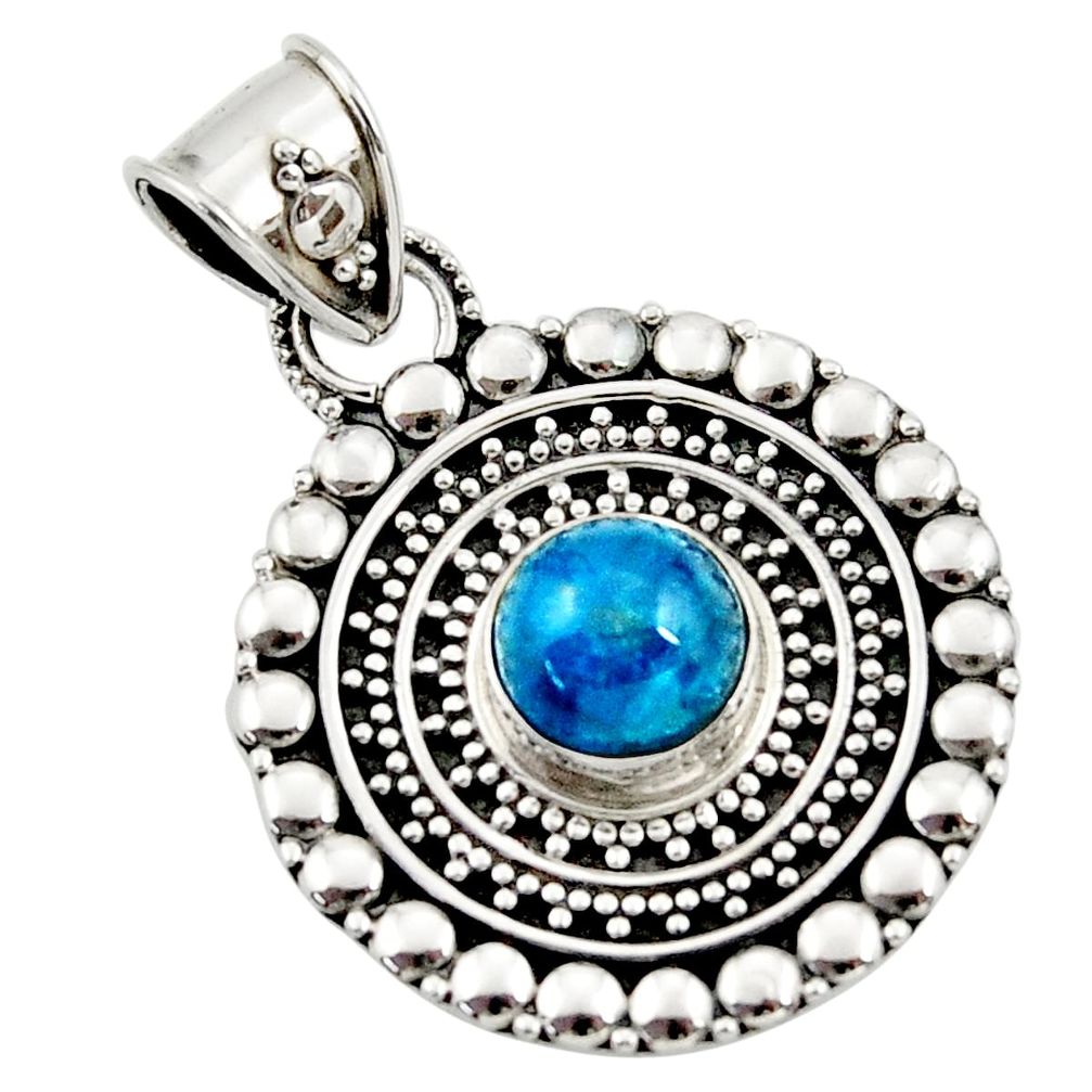 blue apatite (madagascar) 925 sterling silver pendant d45409