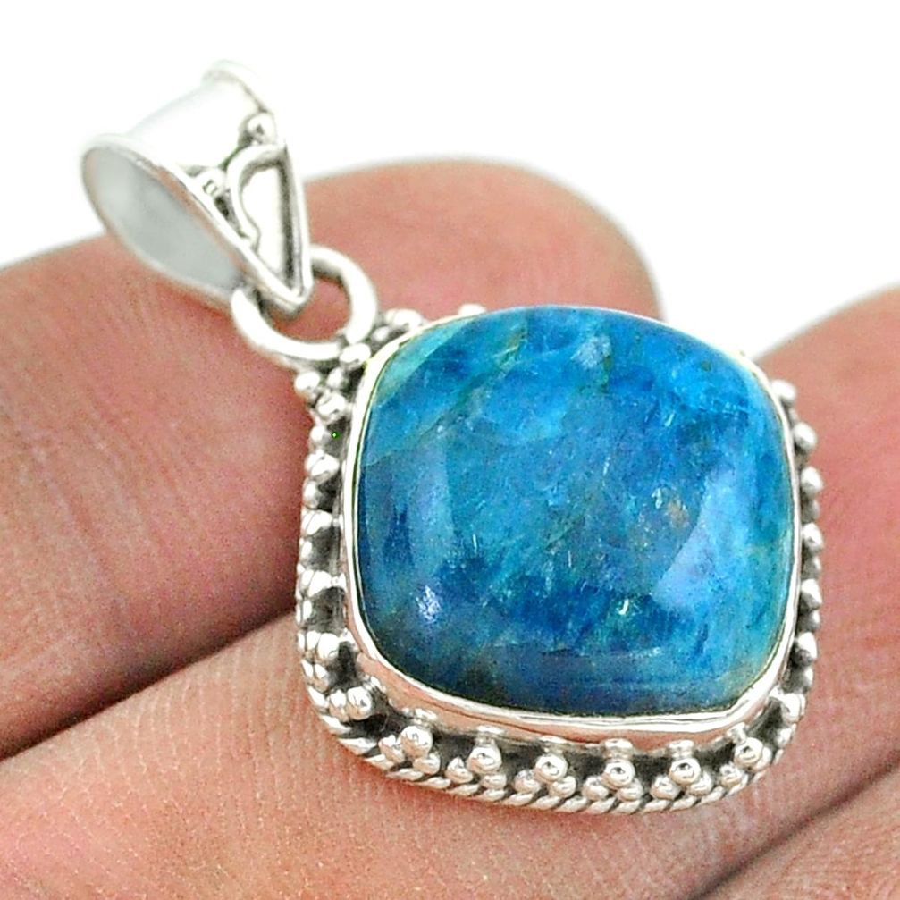 12.79cts natural blue apatite (madagascar) 925 sterling silver pendant t53242