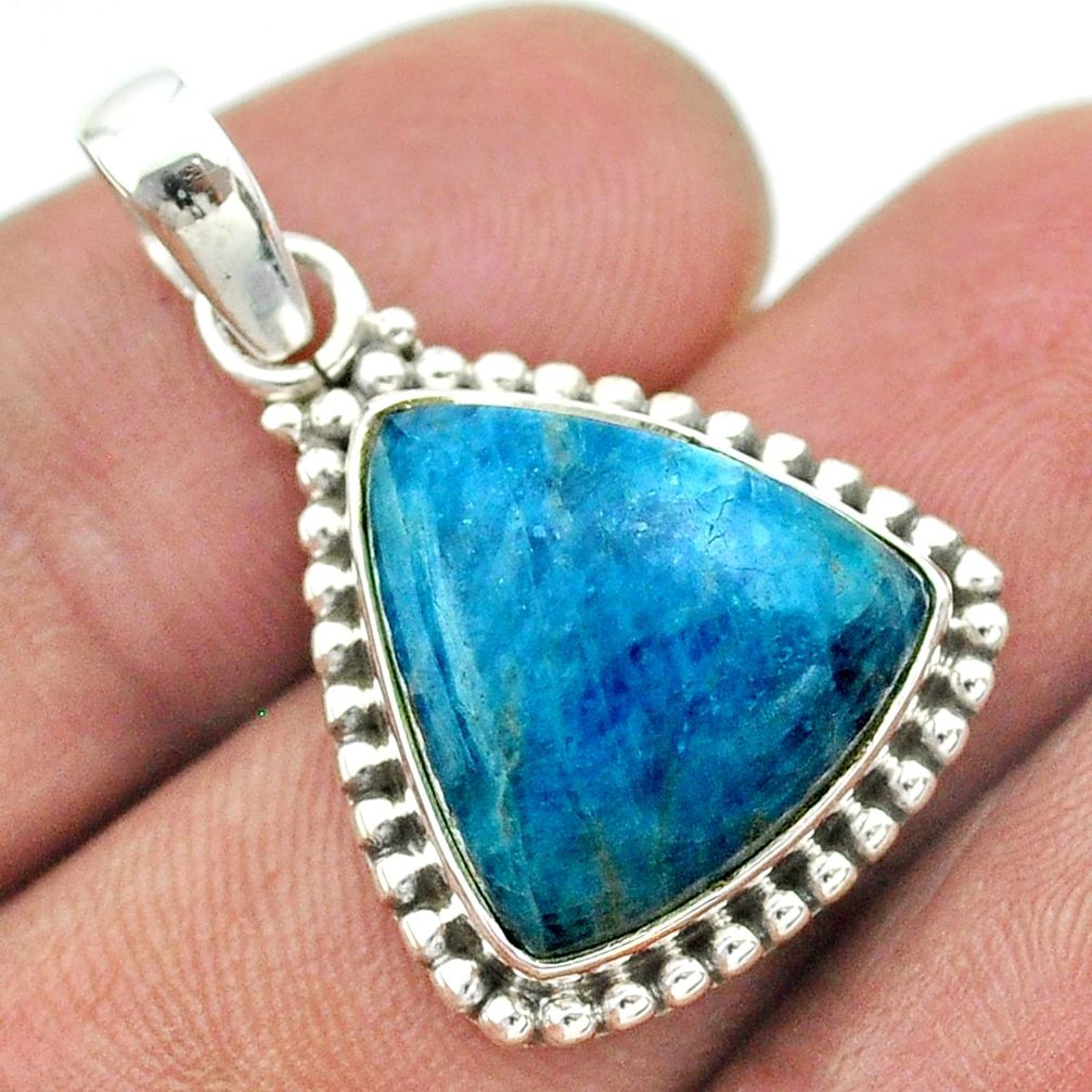 11.95cts natural blue apatite (madagascar) 925 sterling silver pendant t53253