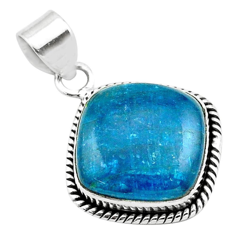 14.18cts natural blue apatite (madagascar) 925 sterling silver pendant t53922