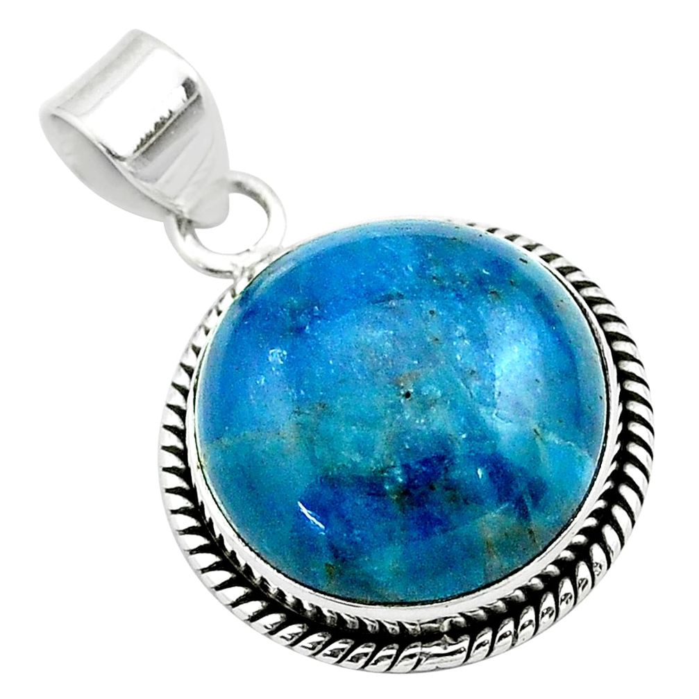17.57cts natural blue apatite (madagascar) 925 sterling silver pendant t53934