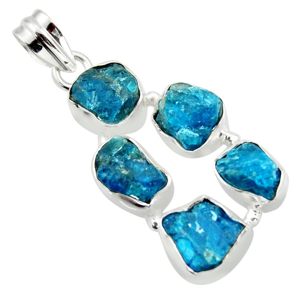 19.82cts natural blue apatite rough 925 sterling silver pendant jewelry r41005