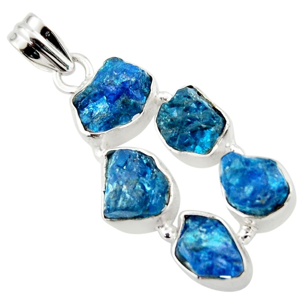 20.86cts natural blue apatite rough 925 sterling silver pendant jewelry r41006