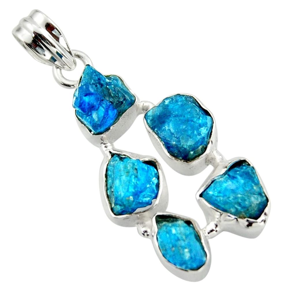 17.42cts natural blue apatite rough 925 sterling silver pendant jewelry r41009