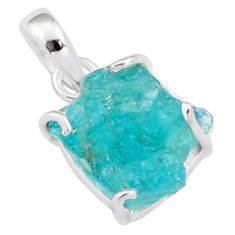 9.65cts natural blue apatite rough 925 sterling silver pendant jewelry t79133