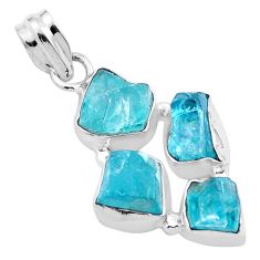 10.32cts natural blue apatite rough 925 sterling silver pendant jewelry u13473