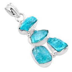 11.07cts natural blue apatite rough 925 sterling silver pendant jewelry u13478