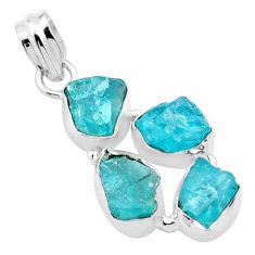 9.88cts natural blue apatite rough 925 sterling silver pendant jewelry u13480