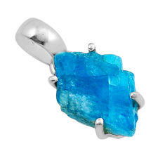 5.65cts natural blue apatite rough 925 sterling silver pendant jewelry y94442