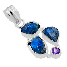 8.32cts natural blue apatite rough amethyst 925 sterling silver pendant n24541