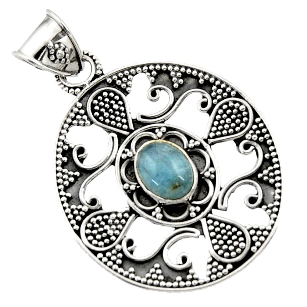 blue aquamarine 925 sterling silver pendant jewelry d45070