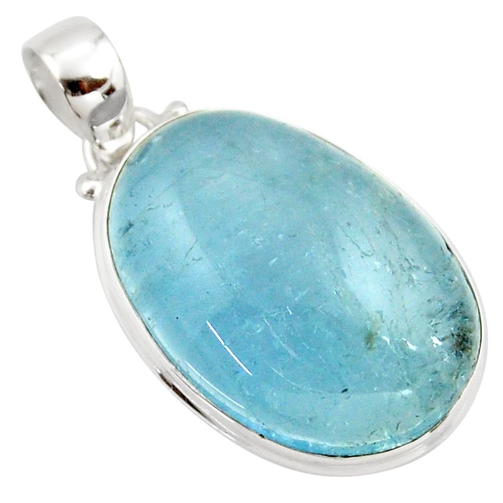 21.48cts natural blue aquamarine 925 sterling silver pendant jewelry r39718