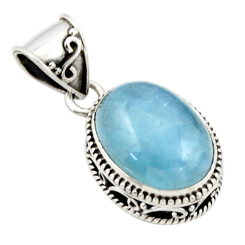 10.27cts natural blue aquamarine 925 sterling silver pendant jewelry r44143