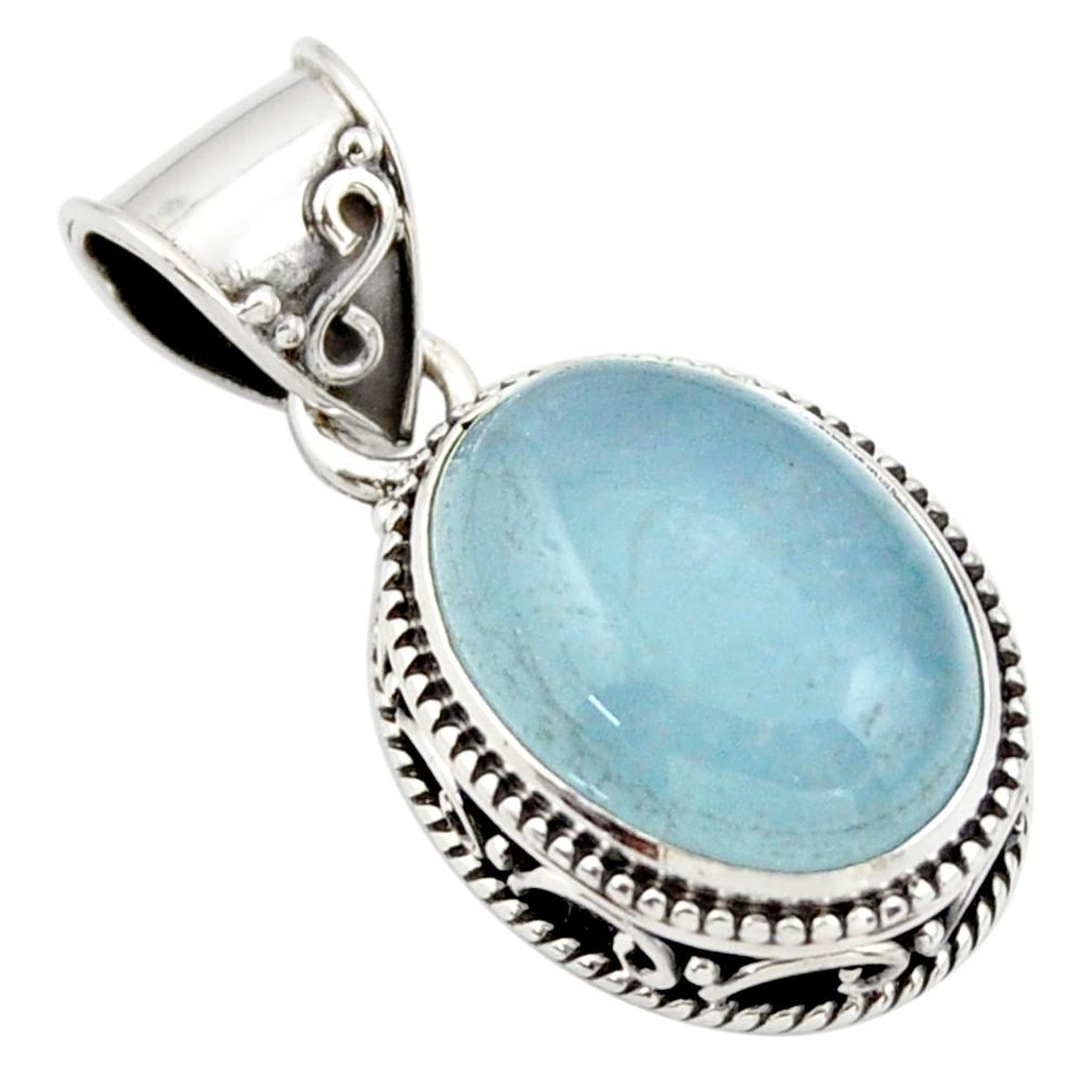 9.78cts natural blue aquamarine 925 sterling silver pendant jewelry r44144