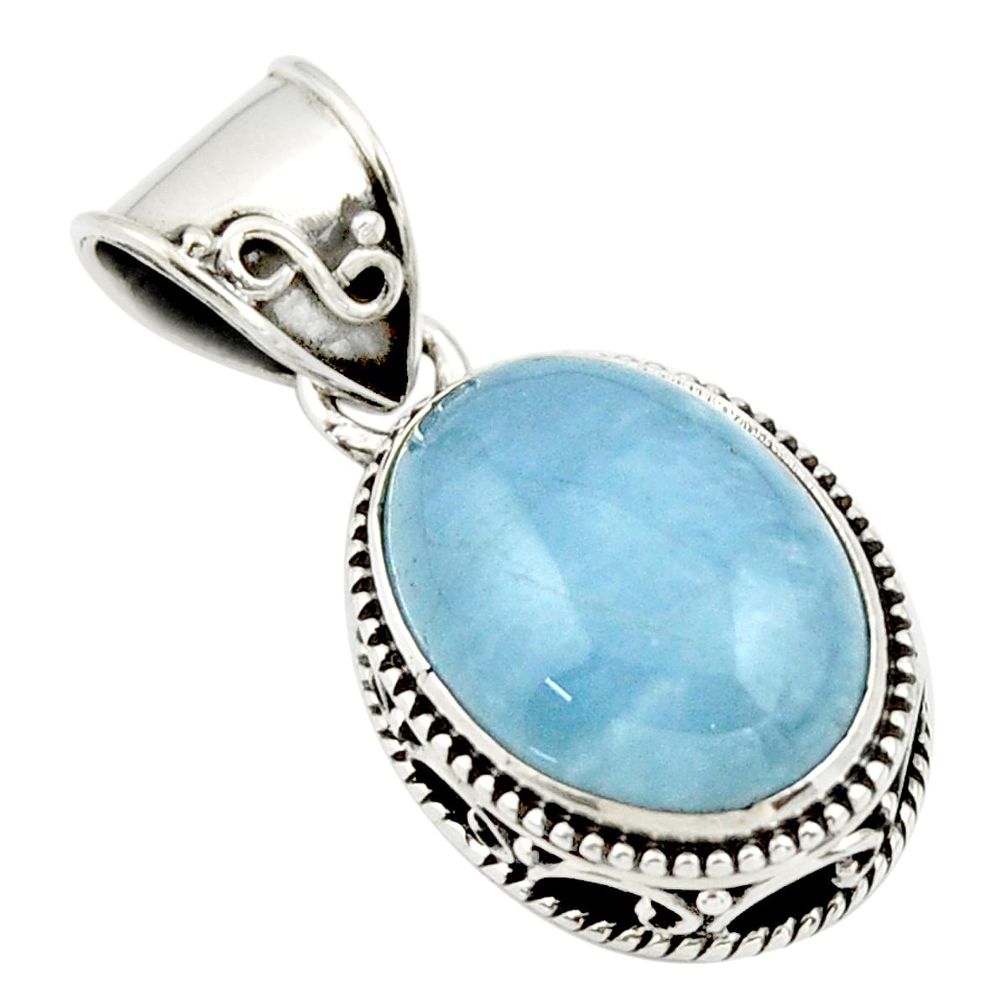 9.83cts natural blue aquamarine 925 sterling silver pendant jewelry r44145