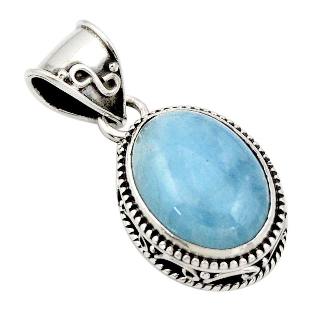 9.76cts natural blue aquamarine 925 sterling silver pendant jewelry r44151