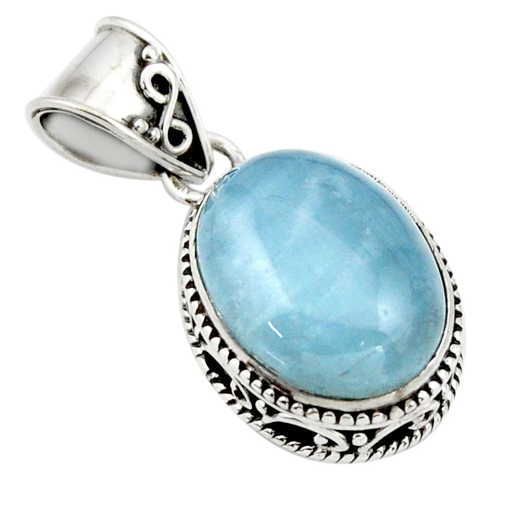 10.06cts natural blue aquamarine 925 sterling silver pendant jewelry r44153