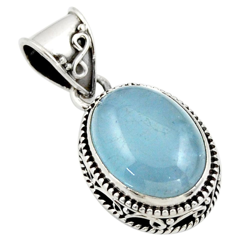 9.57cts natural blue aquamarine 925 sterling silver pendant jewelry r44156