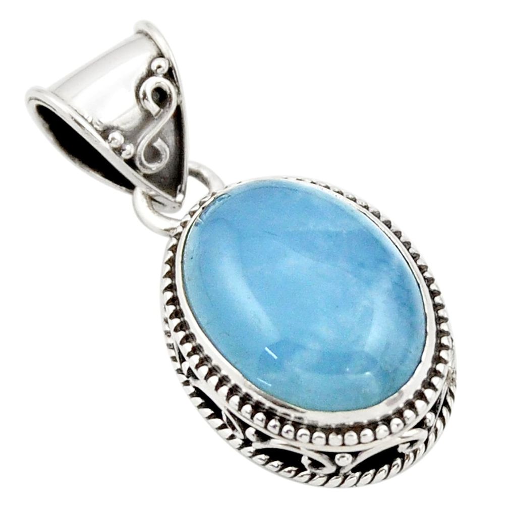 9.89cts natural blue aquamarine 925 sterling silver pendant jewelry r44157