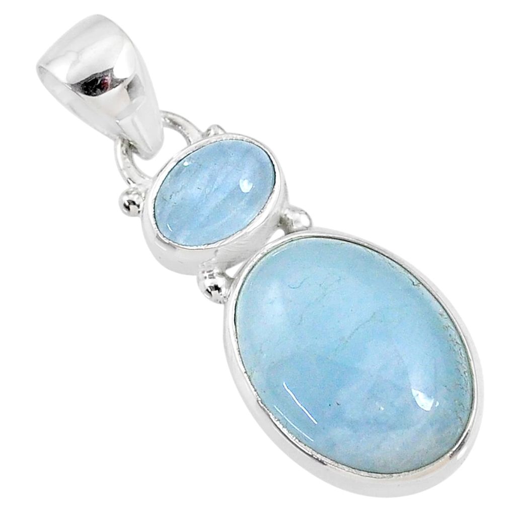 11.57cts natural blue aquamarine 925 sterling silver pendant jewelry r68113