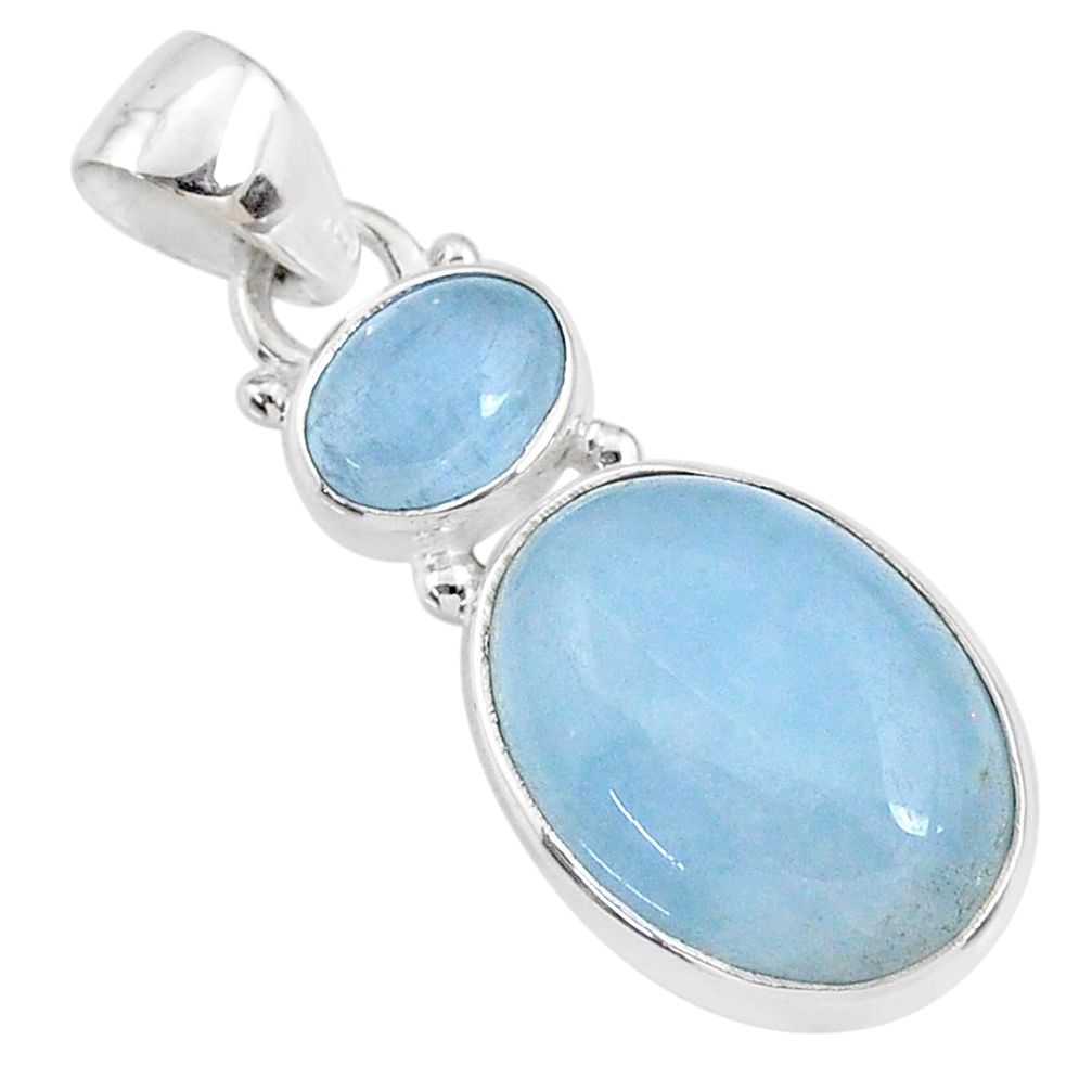 11.73cts natural blue aquamarine 925 sterling silver pendant jewelry r68119