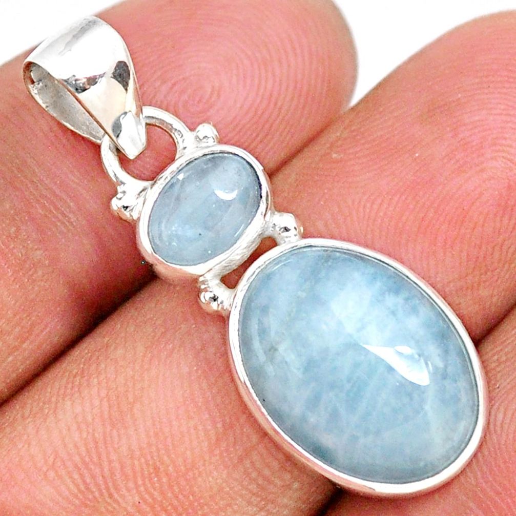 11.73cts natural blue aquamarine 925 sterling silver pendant jewelry r68130