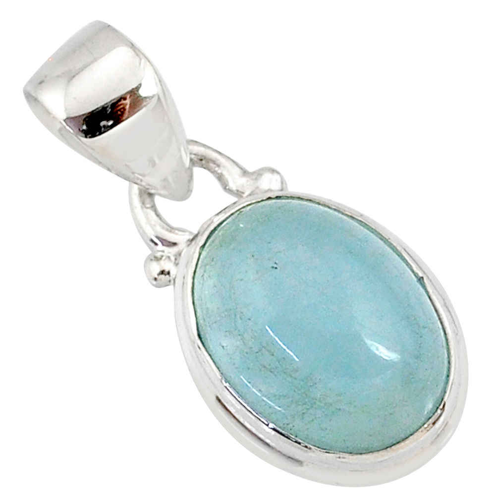 4.22cts natural blue aquamarine 925 sterling silver pendant jewelry r78306
