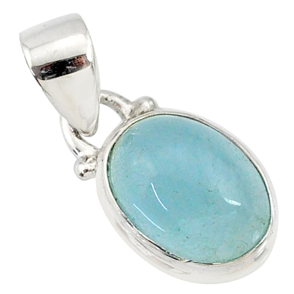 3.84cts natural blue aquamarine 925 sterling silver pendant jewelry r78314