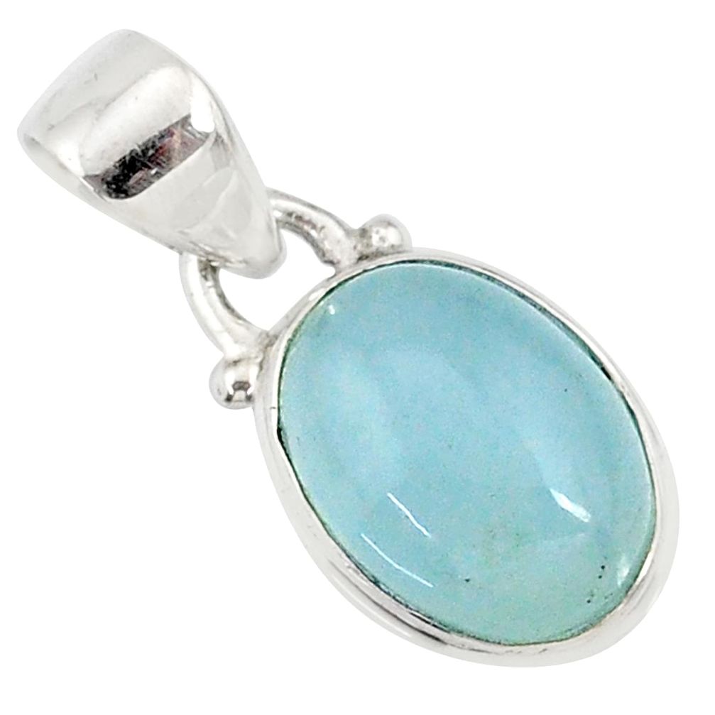 3.84cts natural blue aquamarine 925 sterling silver pendant jewelry r78319