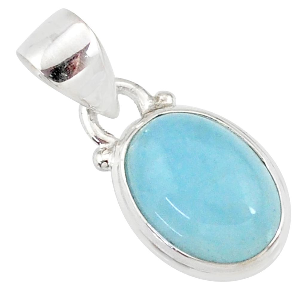 4.22cts natural blue aquamarine 925 silver handmade pendant r78322