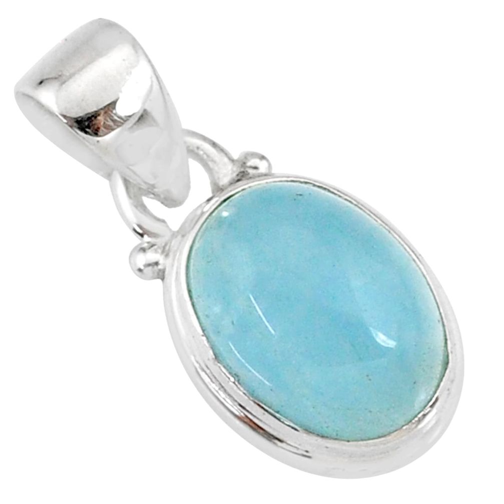 4.91cts natural blue aquamarine 925 silver handmade pendant r78333