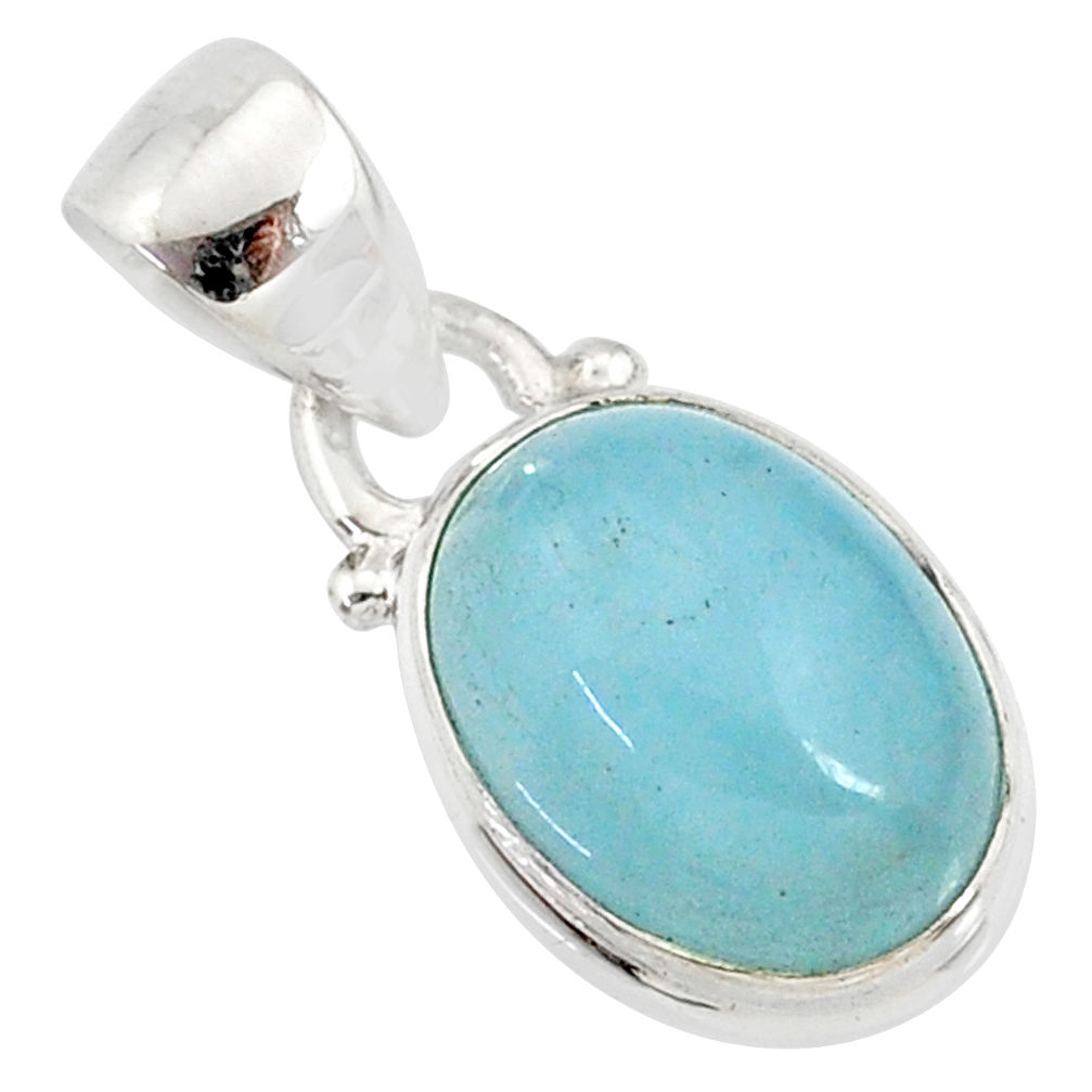 4.47cts natural blue aquamarine 925 silver handmade pendant r78338