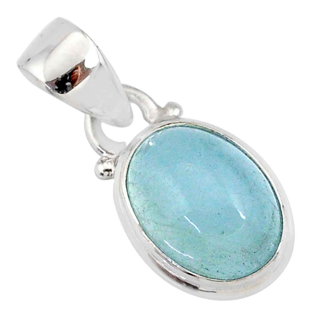 4.57cts natural blue aquamarine 925 silver handmade pendant r78339