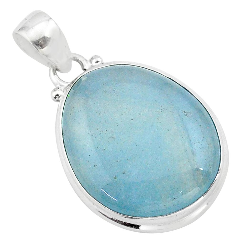 17.15cts natural blue aquamarine 925 sterling silver pendant jewelry t42750