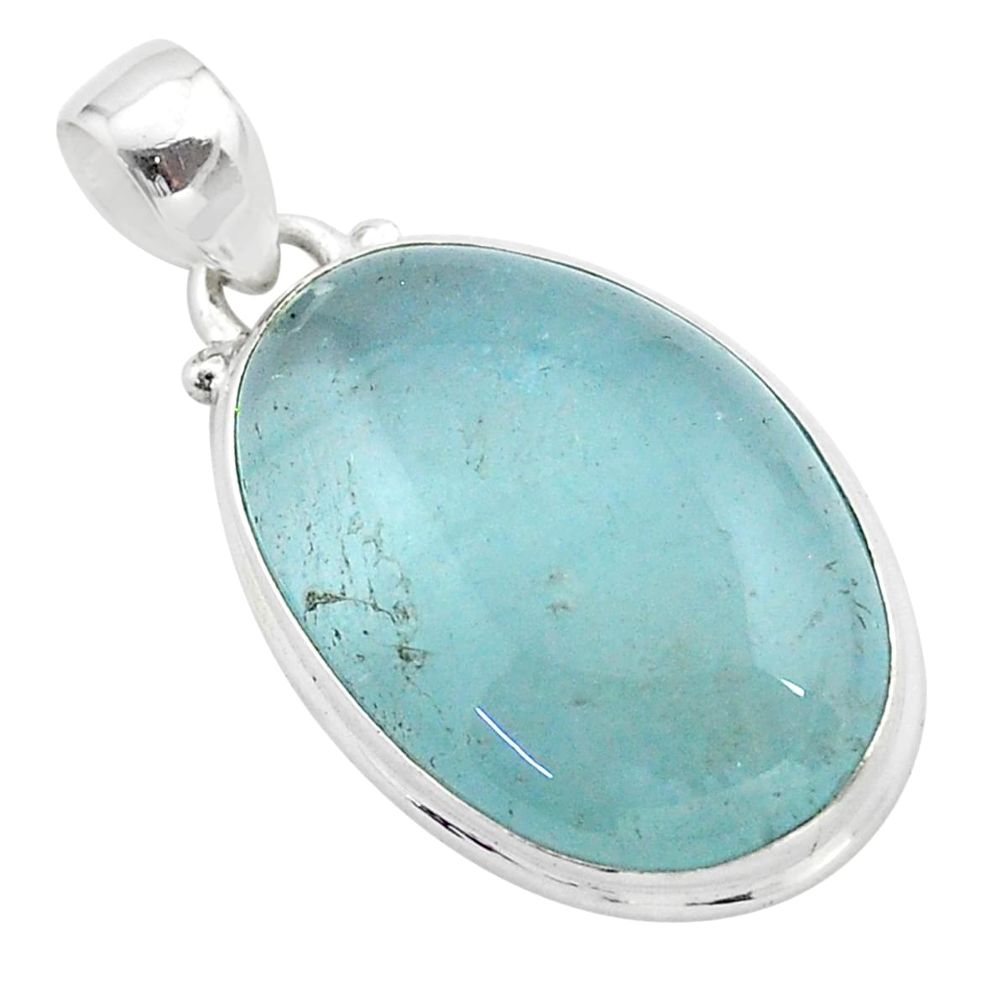 19.23cts natural blue aquamarine 925 sterling silver pendant jewelry t42755