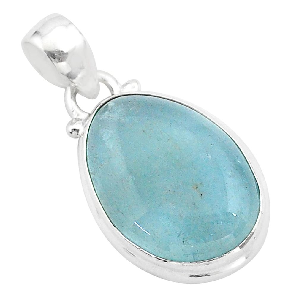 13.15cts natural blue aquamarine 925 sterling silver pendant jewelry t42767