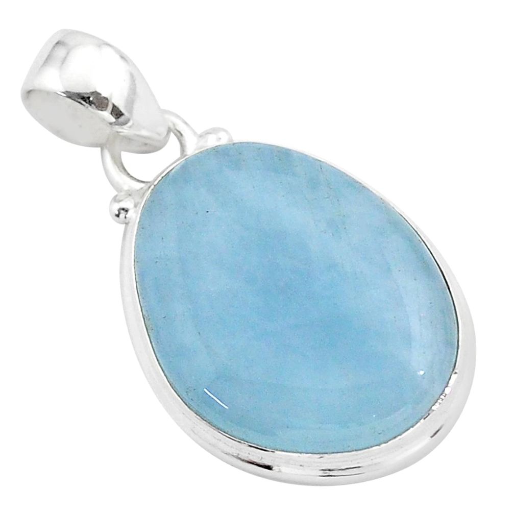 14.23cts natural blue aquamarine 925 sterling silver pendant jewelry t42770