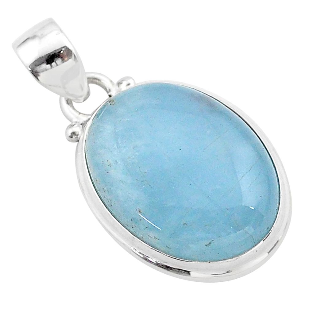 15.65cts natural blue aquamarine 925 sterling silver pendant jewelry t42778