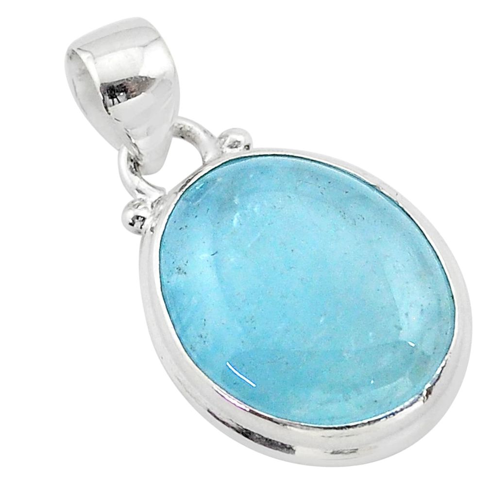 12.55cts natural blue aquamarine 925 sterling silver pendant jewelry t42902