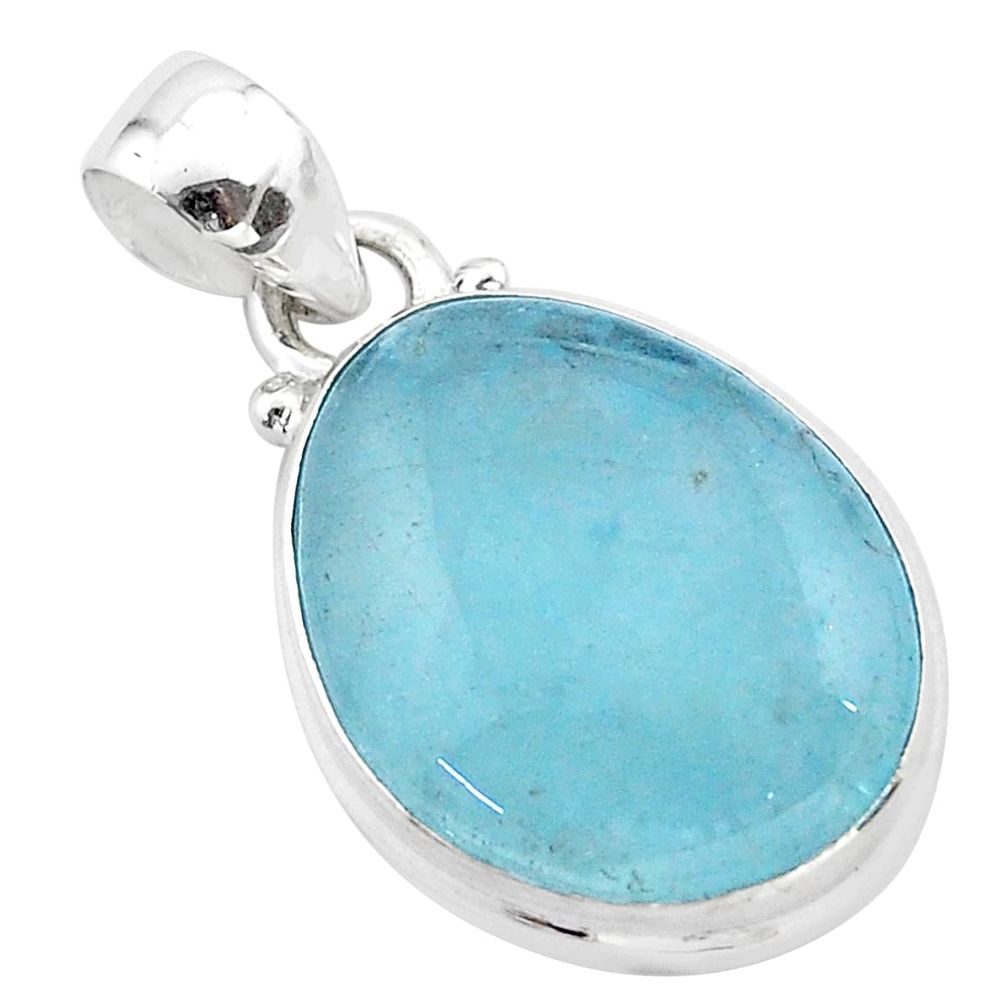 12.58cts natural blue aquamarine 925 sterling silver pendant jewelry t42903