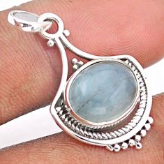 4.85cts natural blue aquamarine 925 sterling silver pendant jewelry t96204