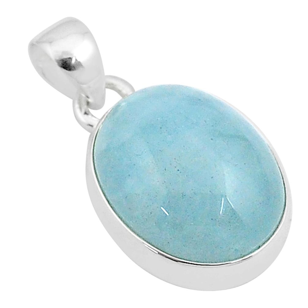 12.07cts natural blue aquamarine 925 sterling silver pendant jewelry u25681
